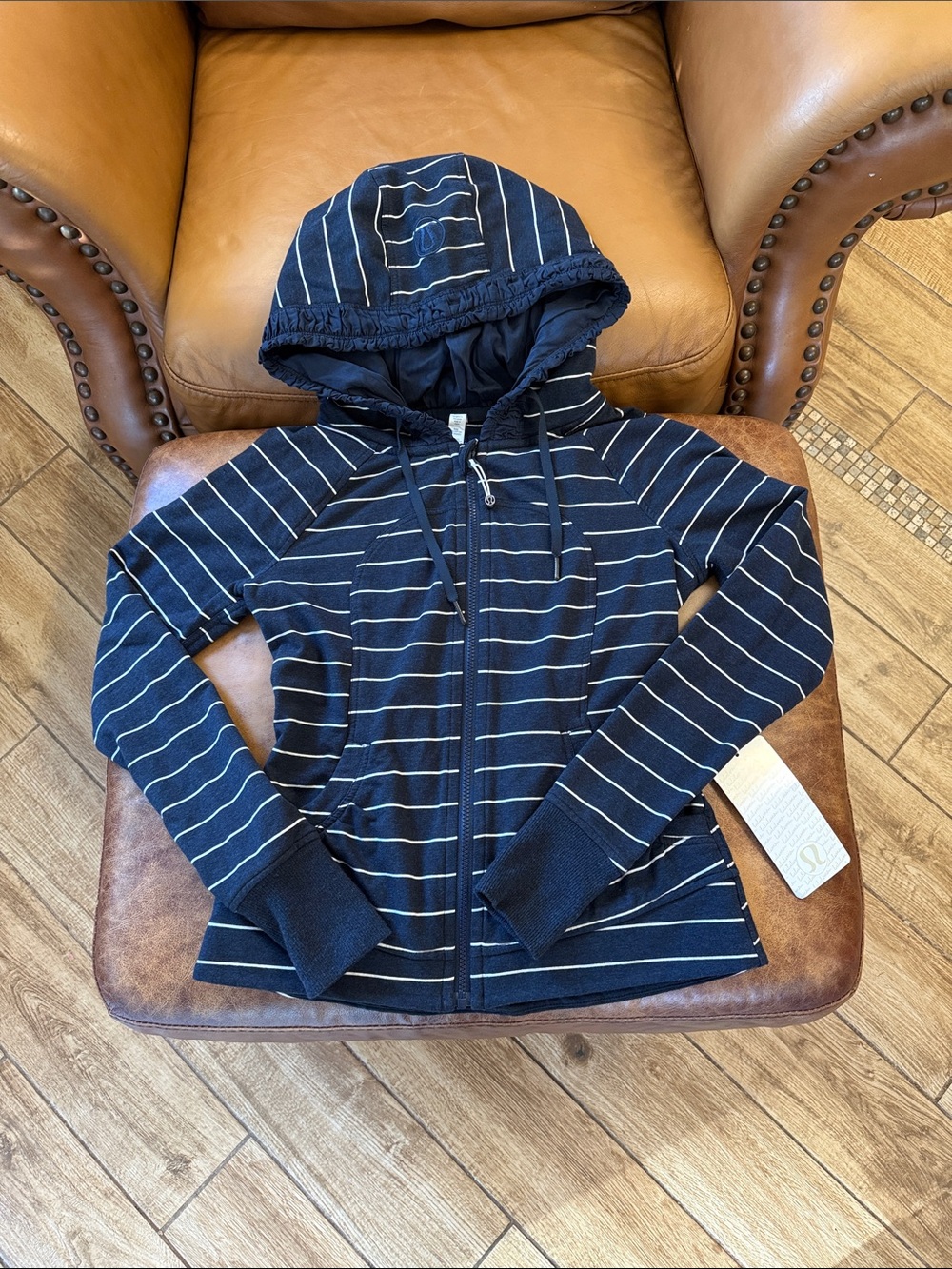 NWT Lululemon Movement Full Zip Jacket 6 Lookout Stripe Heathered Inkwell White